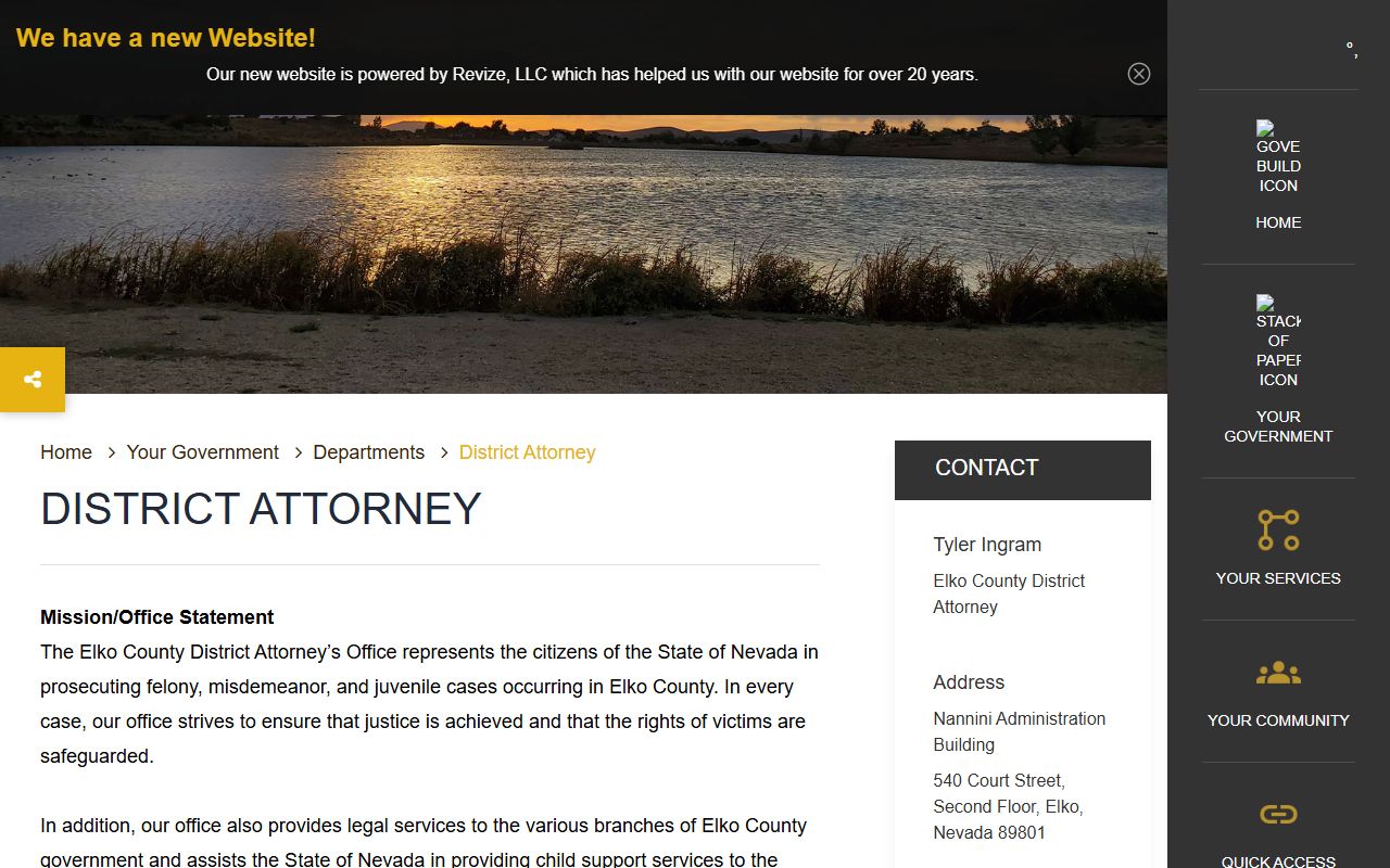 Elko County District Attorney court records after jail arrest prosecution page